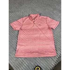 Tommy Bahama IslandZone Polo Shirt Short Sleeve Golf Coral Striped Men's Large